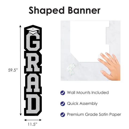 Big Dot of Happiness Graduation Cheers Banner - Vertical Shaped Banner Decorations {4}