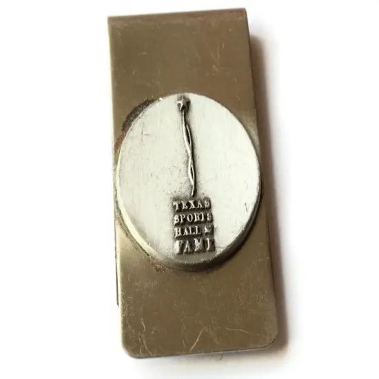 Vintage Silver Money Clip with Texas Sports Hall of Fame Logo {1}