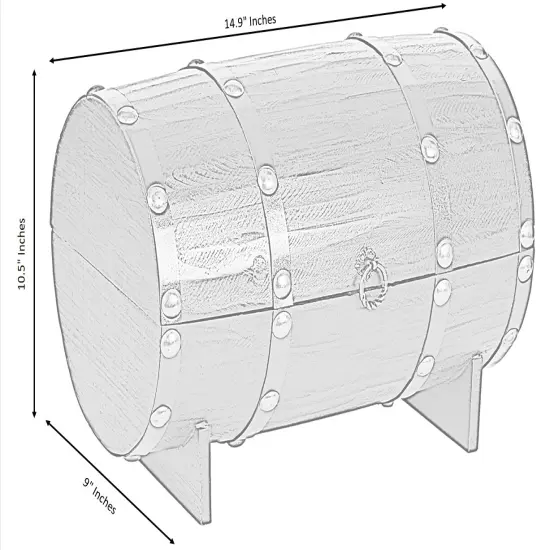 Wooden Wine Barrel Shaped Treasure Chest Vintage Decorative Wine Holder Natural {6}