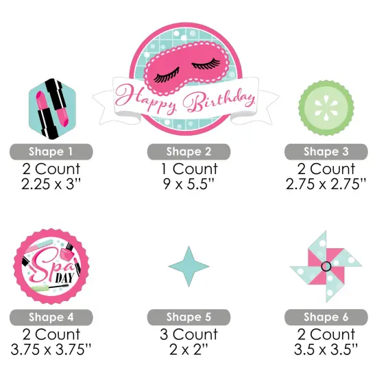 Big Dot of Happiness Spa Day - Birthday Party Cake Decorating Kit - Happy Birthday Cake Topper Set - 11 Pieces {7}