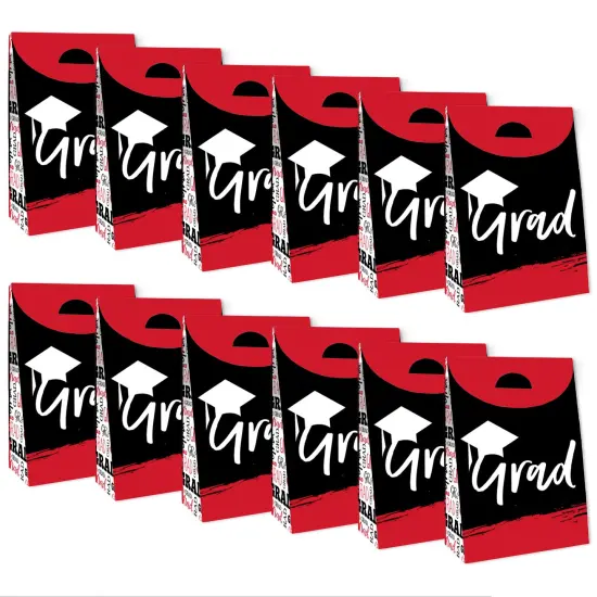 Big Dot of Happiness Red Grad - Best is Yet to Come - Red Graduation Gift Favor Bags - Party Goodie Boxes - Set of 12 {6}