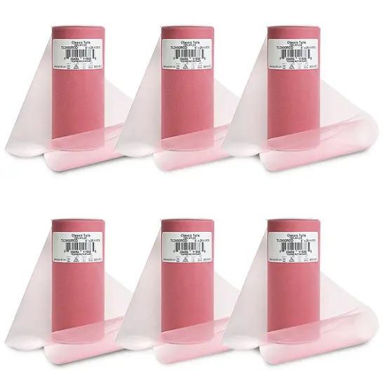 Pack of 6 Premium Matte Tulle Spool of 6-inch X 25 Yards Flamingo Pink {1}