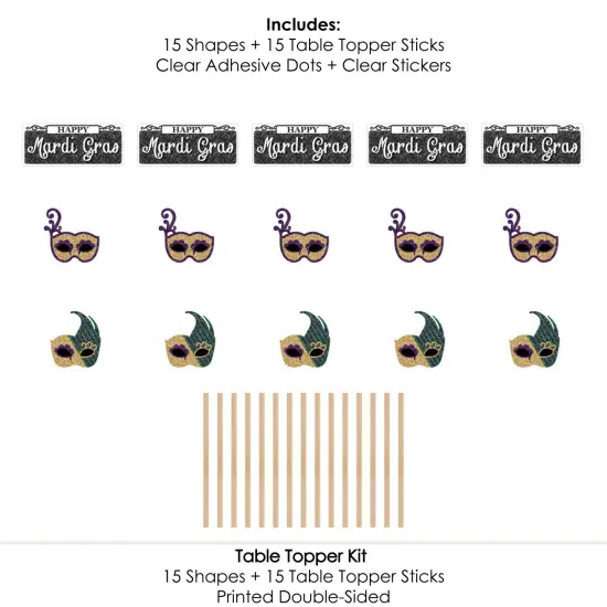 Big Dot of Happiness Mardi Gras - Masquerade Party Centerpiece Sticks - Table Toppers - Set of 15 {7}
