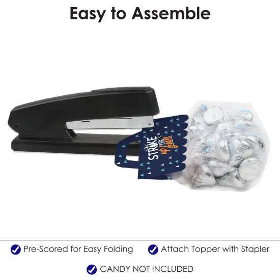 Big Dot of Happiness Strike Up the Fun Bowling DIY Birthday Party or Baby Shower Clear Goodie Favor Bag Labels Candy Bags with Toppers Set of 24 {6}