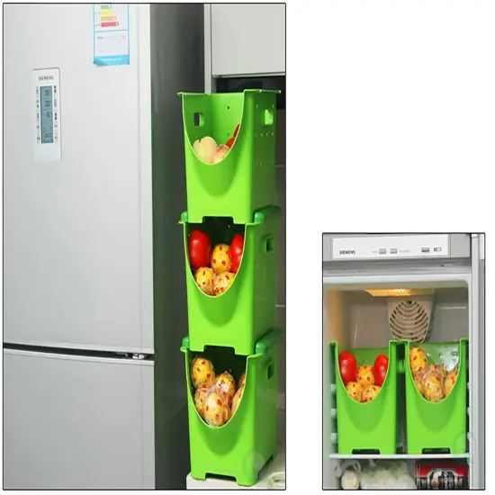 Stackable Plastic Storage Container Green Single {6}