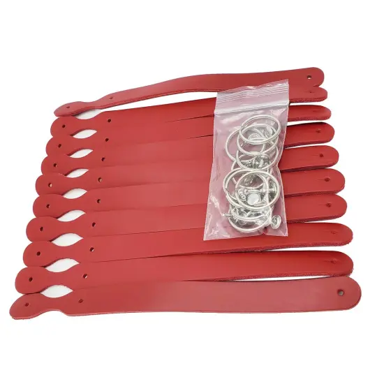 Blank Leather Keychains &ndash; 3/4" Full Grain DIY Kit (10 Pack)-Promotional-Fundraising-Personalized Gifts Red {1}