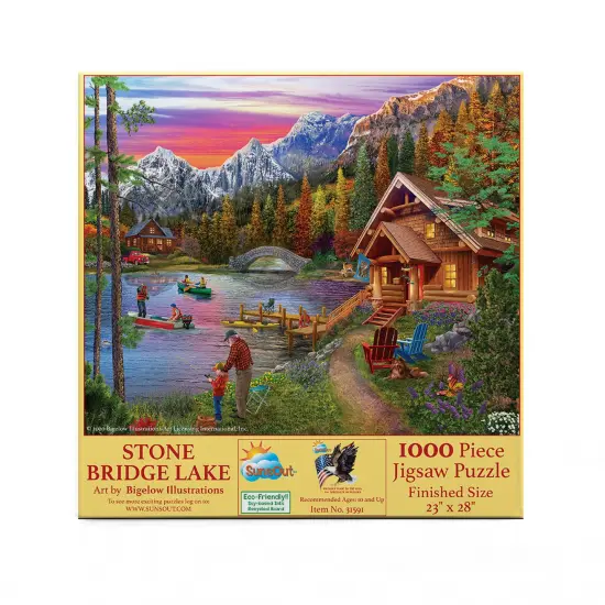 Sunsout Stone Bridge Lake 1000 pc Jigsaw Puzzle 31591 {4}