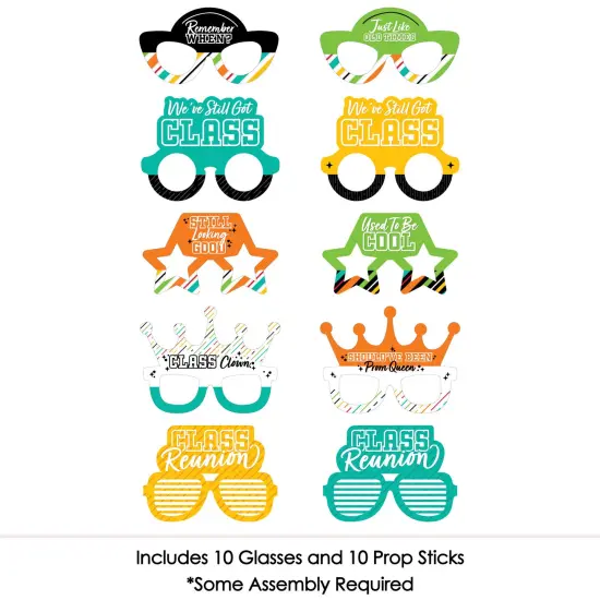 Big Dot of Happiness Still Got Class Glasses - Paper Card Stock High School Reunion Party Photo Booth Props Kit - 10 Count {4}