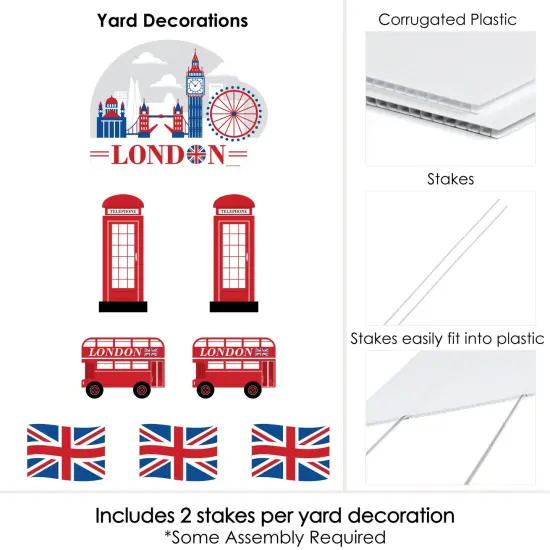 Big Dot of Happiness Cheerio, London - Yard Sign and Outdoor Lawn Decorations - British UK Party Yard Signs - Set of 8 {6}