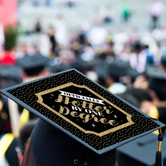 Big Dot of Happiness Officially Hotter By One Degree - College Graduation Cap Decorations Kit - Grad Cap Cover {4}
