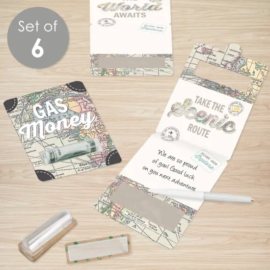 Big Dot of Happiness World Awaits - DIY Assorted Travel Themed Cash Holder Gift - Funny Money Cards - Set of 6 {3}