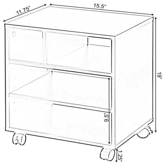 Wooden Office Storage Printer Stand with Wheels Black {6}
