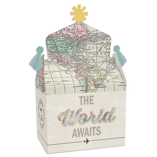 Big Dot of Happiness World Awaits - Treat Box Party Favors - Travel Themed Party Goodie Gable Boxes - Set of 12 {1}