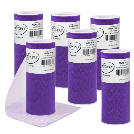Pack of 6 Decorative Matte Tulle Spool of 6 Inch X 25 Yards Purple {1}