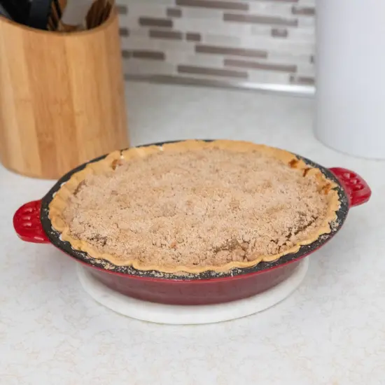 Lehman's Extra Deep Pie Pan, Enamel Coated Cast Iron Bakeware with Crimped Edges and Handles, 10.25 inches {3}