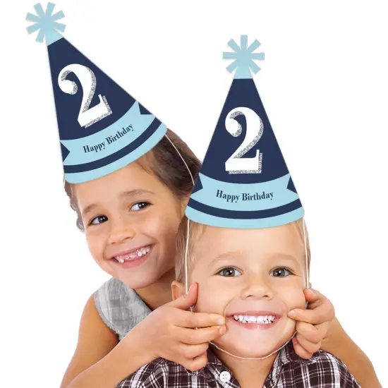 Big Dot of Happiness 2nd Birthday Boy - Two Much Fun - Cone Happy Second Birthday Party Hats for Kids and Adults - Set of 8 (Standard Size) {3}