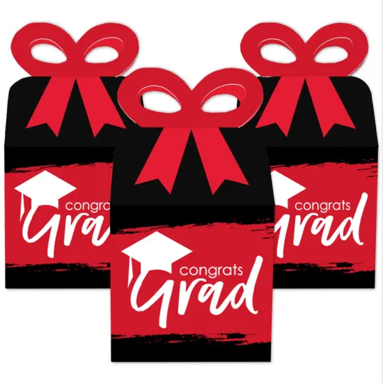 Big Dot of Happiness Red Grad - Best is Yet to Come - Square Favor Gift Boxes -Red Graduation Party Bow Boxes - Set of 12 {3}