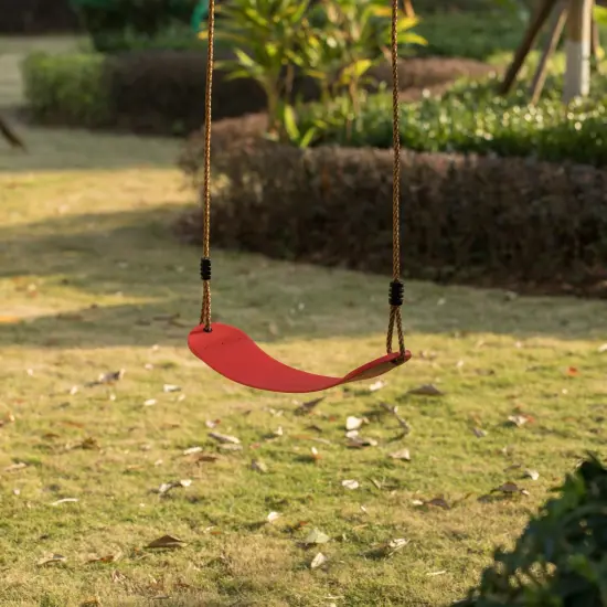 Outdoor Playground Kids Heavy Duty Swing Seat, EVA Belt Swing with Rope for All Ages Red {3}