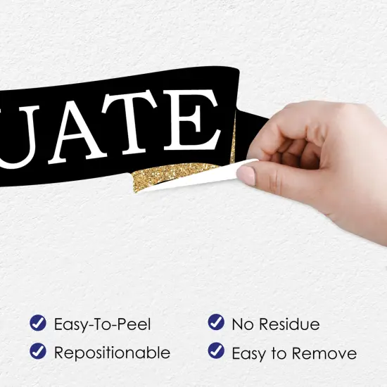 Big Dot of Happiness Gold Graduation Party Photo Backdrop - Wall Decals {4}