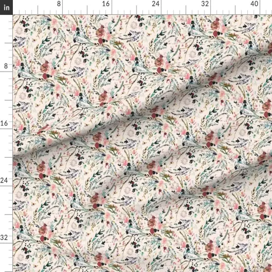 Various Fabrics by the Yard or Fat Quarter Floral Blush Pink Flower Vintage Flowers Girl Rose Botanical Custom Printed Fabric by Spoonflower {1}