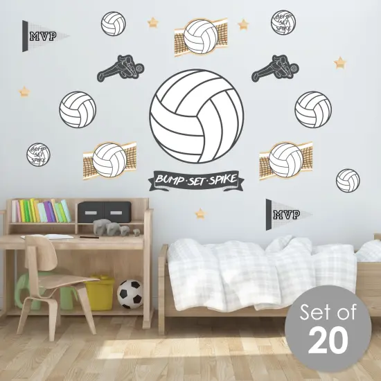 Big Dot of Happiness Bump, Set, Spike - Volleyball - Peel and Stick Sports Decor Vinyl Wall Art Stickers - Wall Decals - Set of 20 {3}