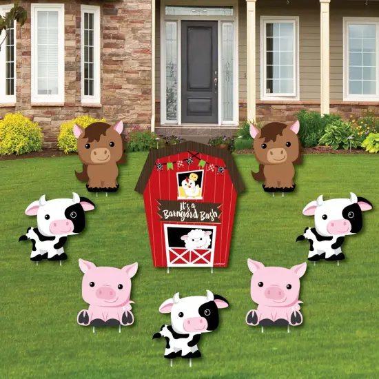Big Dot of Happiness Farm Animals - Yard Sign & Outdoor Lawn Decorations - Barnyard Baby Shower or Birthday Party Yard Signs - Set of 8 {1}