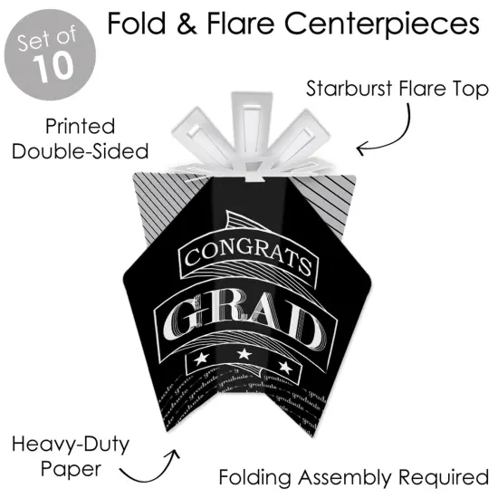 Big Dot of Happiness Graduation Cheers - Table Decorations - Graduation Party Fold and Flare Centerpieces - 10 Count {6}