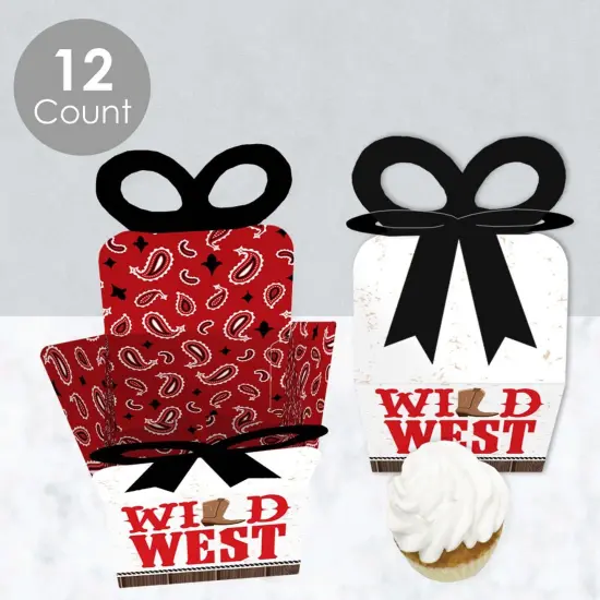Big Dot of Happiness Western Hoedown - Square Favor Gift Boxes - Wild West Cowboy Party Bow Boxes - Set of 12 {4}