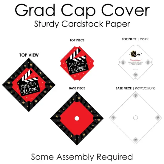 Big Dot of Happiness That&rsquo;s a Wrap - Movie Graduation Cap Decorations Kit - Grad Cap Cover {7}