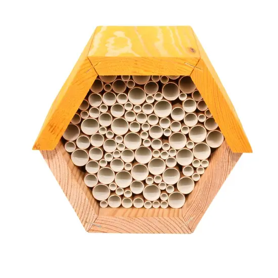 Esschert Design Hexagonal Bee Pine Wood Cold Weather House Shelter {3}
