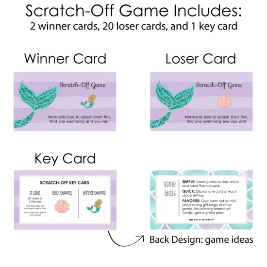 Big Dot of Happiness Let's Be Mermaids - Baby Shower or Birthday Party Game Scratch Off Cards - 22 Count {6}