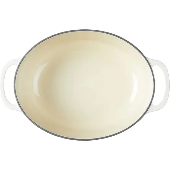 Lodge 7qt Oval Dutch Oven Oyster White Enamel {4}
