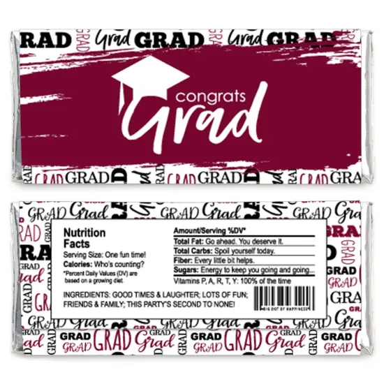 Big Dot of Happiness Maroon Grad - Best is Yet to Come - Candy Bar Wrapper BurgundyGraduation Party Favors - Set of 24 {3}
