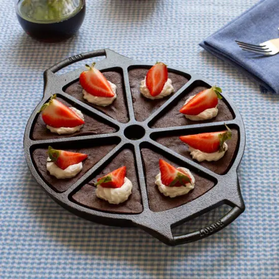 Lodge Cast Iron Wedge Pan Seasoned Dual Handles Makes 8 Pieces {4}