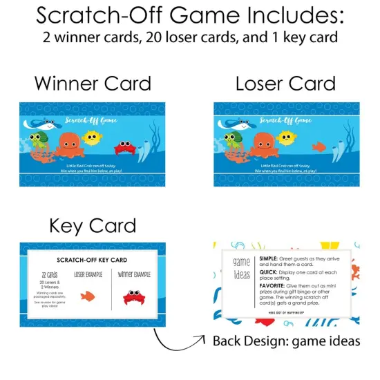 Big Dot of Happiness Under the Sea Critters - Baby Shower or Birthday Party Game Scratch Off Cards - 22 Count {6}