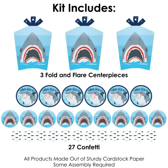 Big Dot of Happiness Shark Zone - Jawsome Shark Party or Birthday Party Decor and Confetti - Terrific Table Centerpiece Kit - Set of 30 {4}