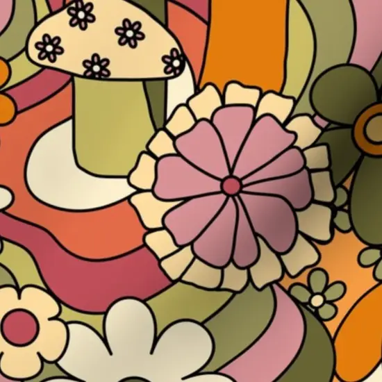 Various Fabrics by the Yard or Fat Quarter Retro Vintage Floral Hippie Groovy 70S 60S Bohemian Boho Daisy Custom Printed Fabric by Spoonflower {7}