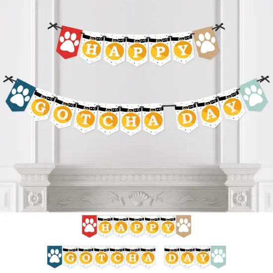 Big Dot of Happiness Happy Gotcha Day - Dog and Cat Pet Adoption Party Bunting Banner - Party Decorations - Happy Gotcha Day {1}