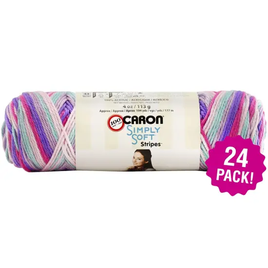 Multipack of 24 - Caron Simply Soft Stripes Yarn-Times Square {3}