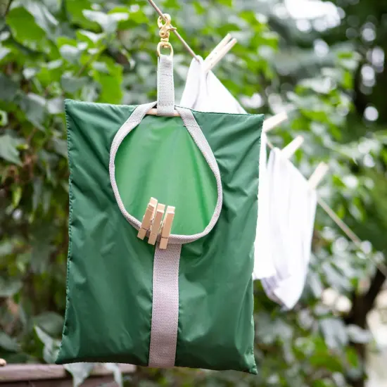 Amish-Made Clothespin Laundry Bag Heavy-Duty and Waterproof 15" x 11.5" Green {3}