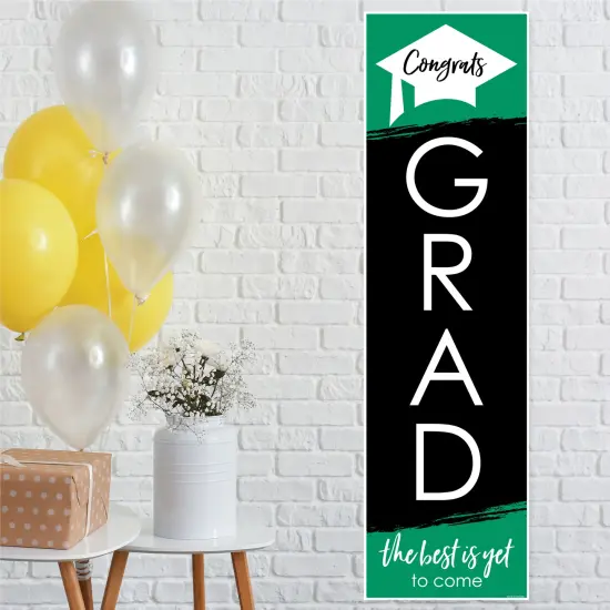 Big Dot of Happiness Green Graduation Party Door Decoration - Vertical Banner {1}