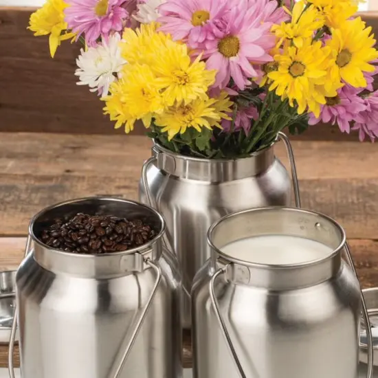 Shetler's S/S Housewares Functional and Decorative Stainless Steel Milk Can 8 3/4" H 1 Gallon {3}