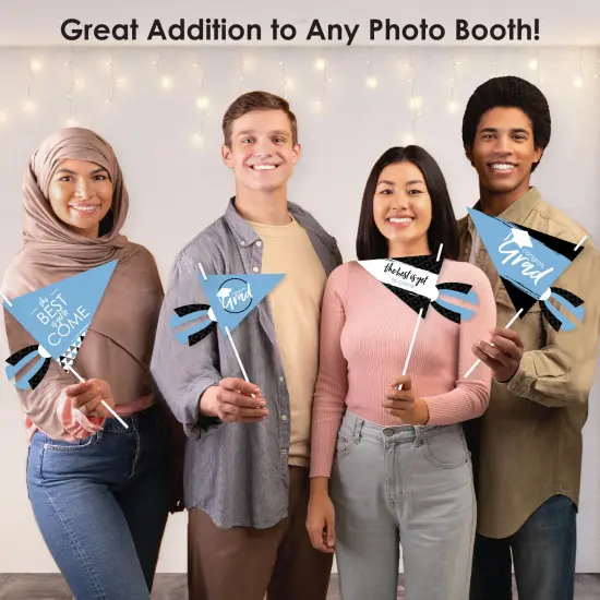 Big Dot of Happiness Light Blue Grad - Best is Yet to Come - Triangle Light Blue Graduation Party Photo Props - Pennant Flag Centerpieces - Set of 20 {6}