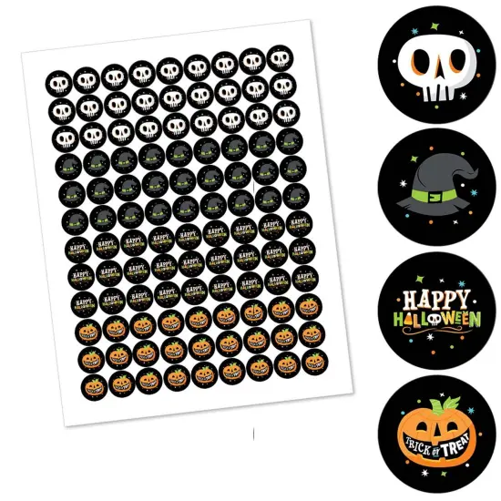 Big Dot of Happiness Jack-O'-Lantern Halloween - Kids Halloween Party Round Candy Sticker Favors - Labels Fits Chocolate Candy (1 sheet of 108) {3}