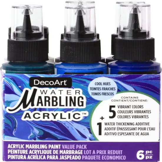DecoArt Water Marbling Value Pack 2oz 6/Pkg-Cool Hues {1}