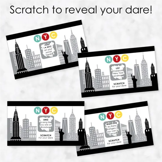 Big Dot of Happiness NYC Cityscape - New York City Party Game Scratch Off Dare Cards - 22 Count {4}