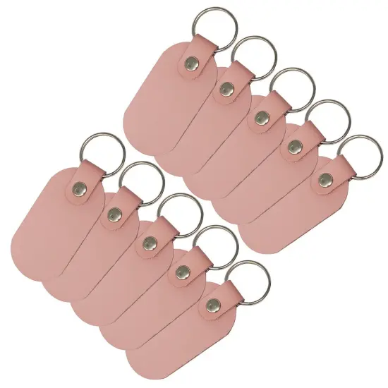 Oval Leather Keychains Kit &ndash; Full-Grain Latigo, 10-Pack, Engraving & Foil Stamping Ready, DIY Personalized Keyrings Blush Pink {1}