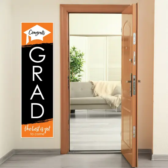 Big Dot of Happiness Orange Graduation Party Door Decoration - Vertical Banner {7}