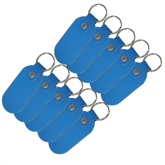 Oval Leather Keychains Kit &ndash; Full-Grain Latigo, 10-Pack, Engraving & Foil Stamping Ready, DIY Personalized Keyrings Ultra Blue {1}