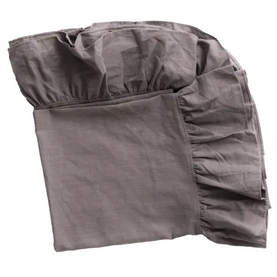 Deerlux 100% Pure Linen Washable Tablecloth with Ruffle Trim {5}